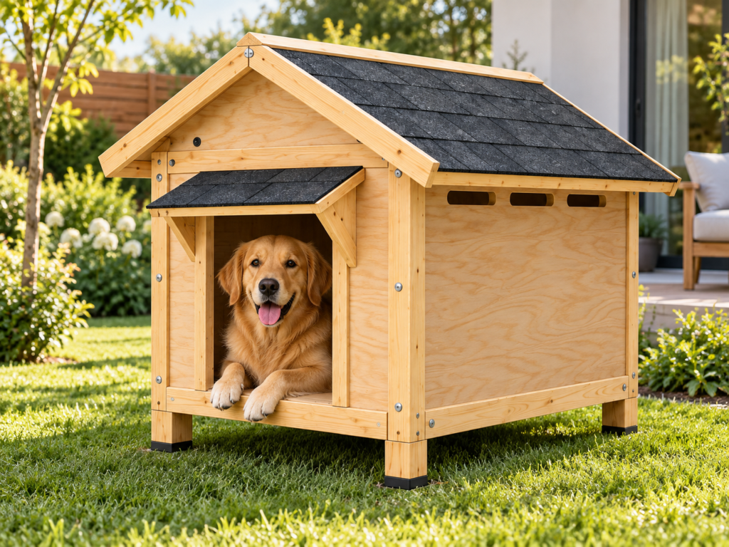 Dış Mekan Modern Ahşap Köpek Kulübesi